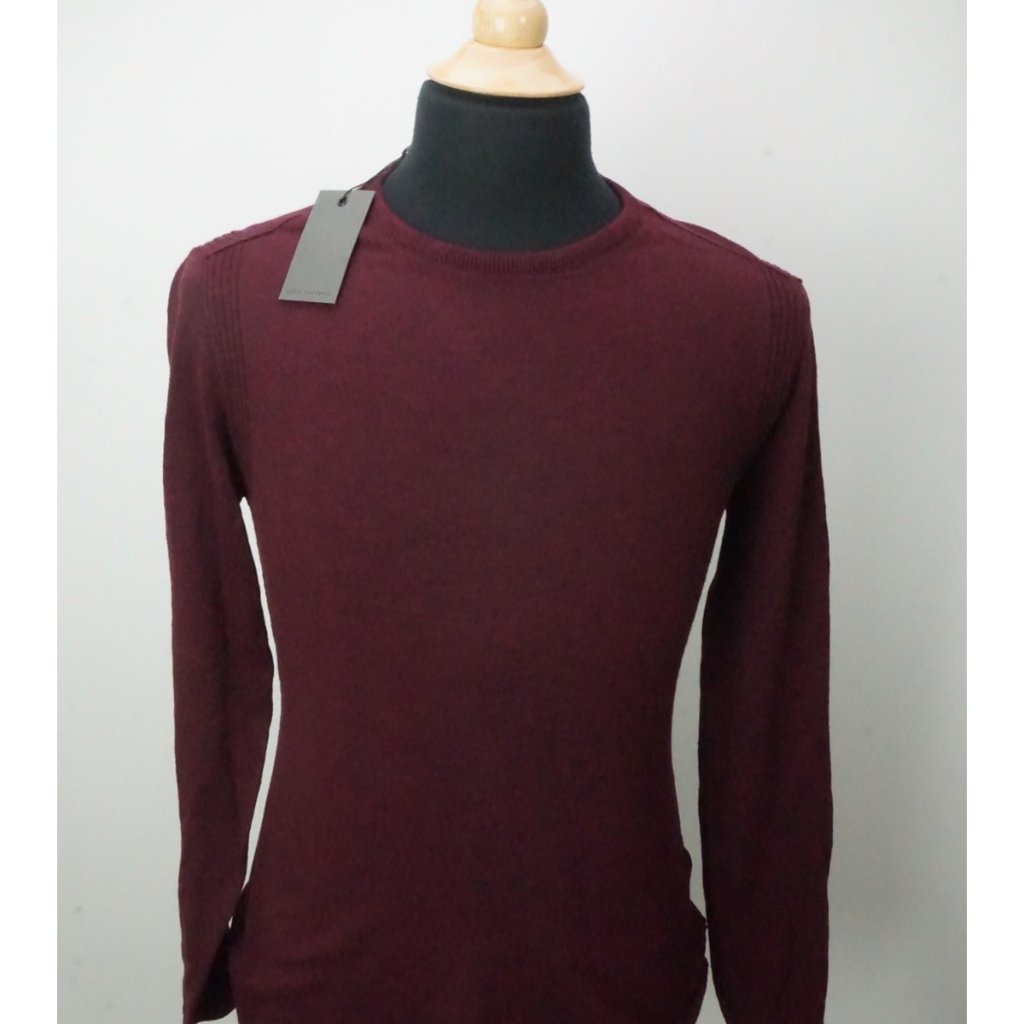 John Varvatos Dark Plum Crewneck Woven Sweater Sz Xs Brand New
